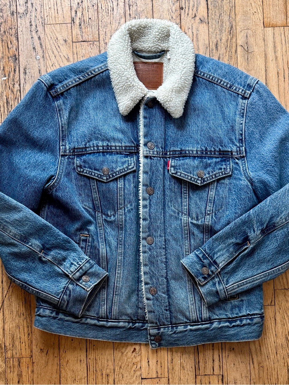 Levi's Blue Denim Jacket with Cream Sherpa lining